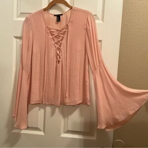 NWOT Forever 21 Tie front Bell sleeve Blouse